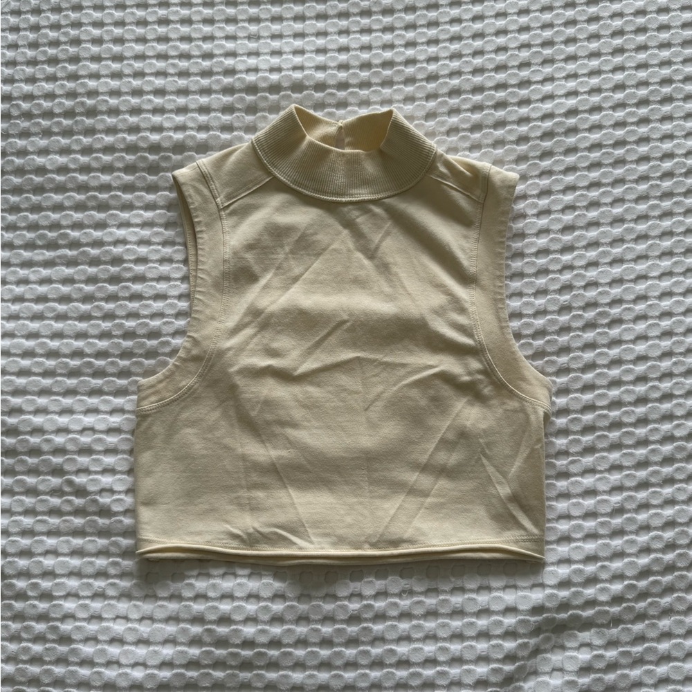 BDG Sleeveless Cream Mock Neck Top